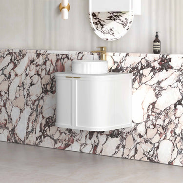 Hampshire Wall Hung Curve Vanity Satin White (All Sizes) 600mm Cabinet Only