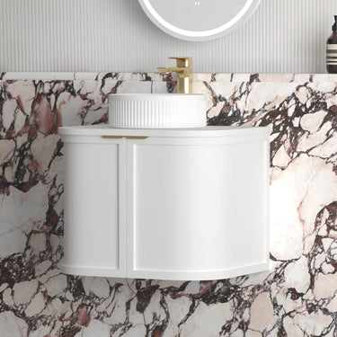 Hampshire Wall Hung Curve Vanity Satin White (All Sizes) 600mm Cabinet Only