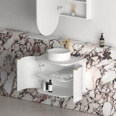 Hampshire Wall Hung Curve Vanity Satin White (All Sizes) 600mm Cabinet Only