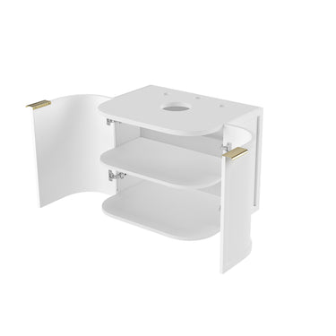 Hampshire Wall Hung Curve Vanity Satin White (All Sizes) 600mm Cabinet Only