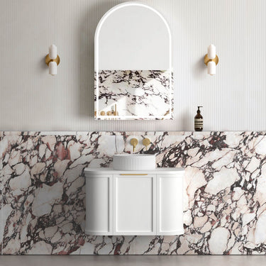 Hampshire Wall Hung Curve Vanity Satin White (All Sizes) 750mm Cabinet Only