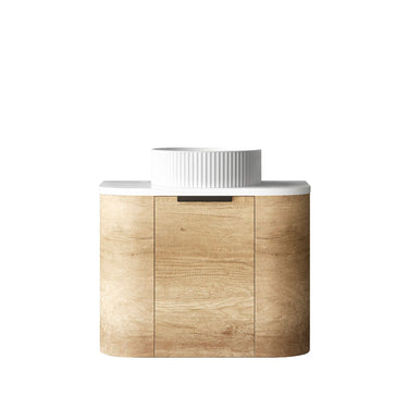Bondi Wall Hung Curve Vanity Natural Oak (All Sizes) 600mm Cabinet Only