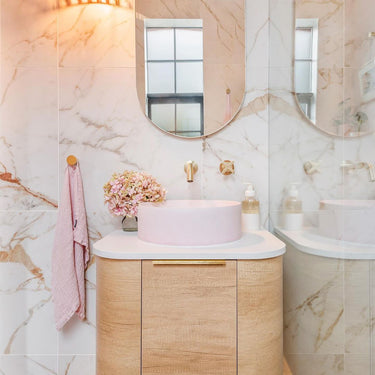 Bondi Wall Hung Curve Vanity Natural Oak (All Sizes) 600mm Cabinet Only
