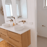 Byron 1500mm Natural Oak Wall Hung Vanity with Amani Grey Top NTH