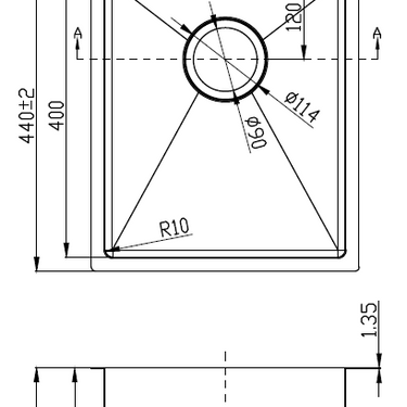 Eden Single Bowl Above / Undermount 230mm Deep Sink  340mm