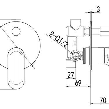 Sulu Ii Wall Diverter Mixer Rough-In Body