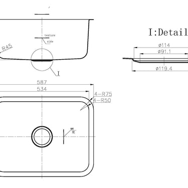 Otus Undermount Sink 587X453X229
