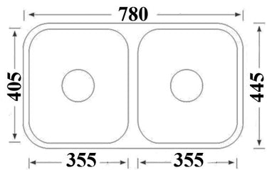 Cora Double Bowl Undermount Sink   780mm