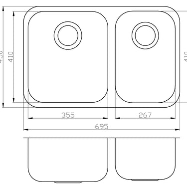 Cora 1 & 1/2 Bowl Undermount Sink  695mm