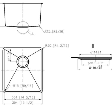 Otus Undermount Sink 394X450X229
