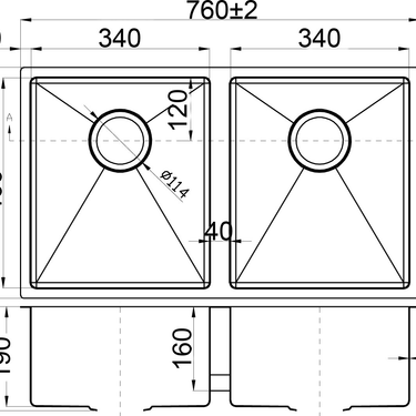 Eden Double Bowl Above / Undermount Sink  760mm