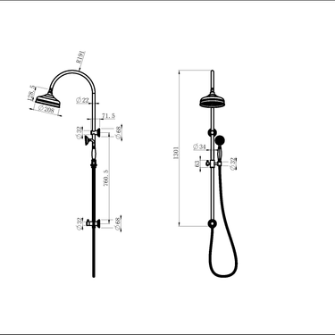 Universal Diverter Shower Set - Bottom Inlet Installation Instruction