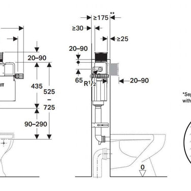 Kappa Mid-level Under Counter Concealed Cistern