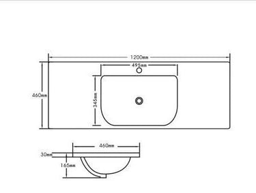 D Shape Ceramic Top 1200x460