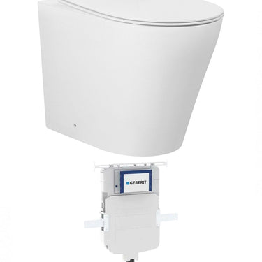 Alzano Wall Face Matte White Hurricane Pan with Geberit Cistern, No Push Plate