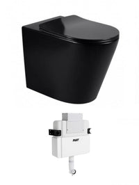 Alzano WF Rimless Pan Slim Seat - Matte Black / R&T Low Rise Inwall Cistern(Button Order Separately)