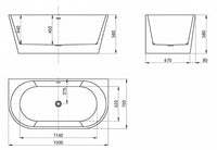 Verona 1500x750x580 Gloss White Back to Wall Bathtub OF
