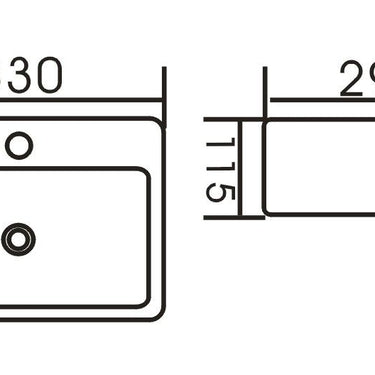 Cubo Wall Hung Square 330x290x115 Basin