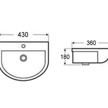Wellness 430x360x180 Wall Hung Basin