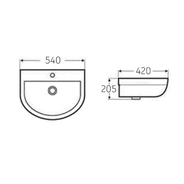 Wall Hung Wellness Basin 540x420