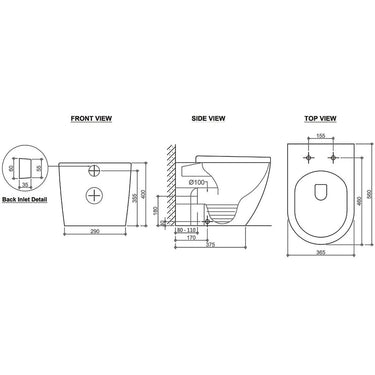 Voghera Rimless Wall Faced Pan - Slim Seat