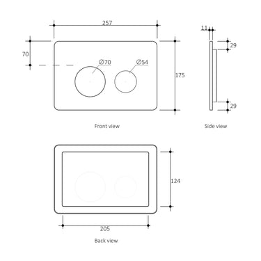 R&T Round Gun Metal Stainless Dual -Flush Push Plate