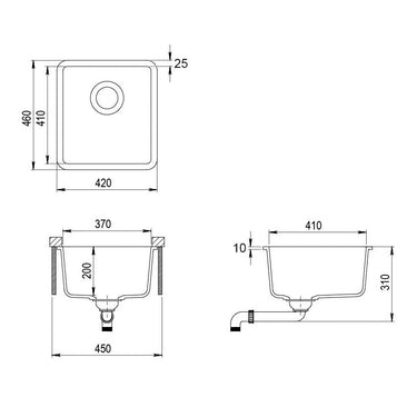 Granite Sink 420x460 White