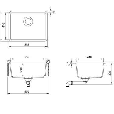 Granite Sink 585x460 White