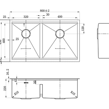 ARF Sink 820D 800x480x220