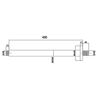 Roul 400mm Chrome Ceiling Shower Arm Round
