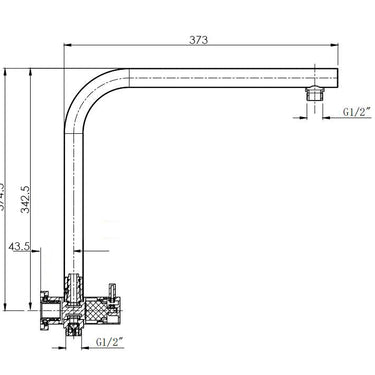 Roul 200mm Gun Metal Twin Shower Half Rail Top Inlet Round