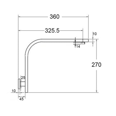 Zevio Chrome Gooseneck Shower Arm Square
