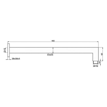 Zevio 400mm Matte Black Straight Wall Arm Square