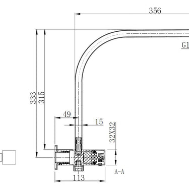 Taran 200mm Matte Black Twin Shower Half Rail Top Inlet Square