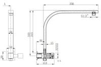 Taran 250mm Matte Black Twin Shower Half Rail Top Inlet Square