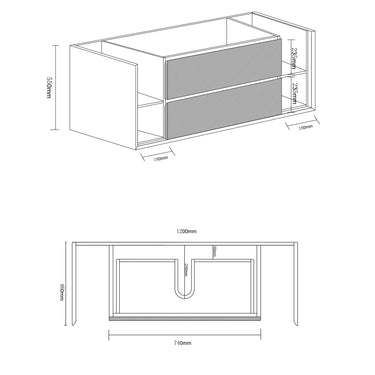Maximo 1200mm Amazon Grey Wall Hung Vanity - Cabinet Only / Not Required / Not Required