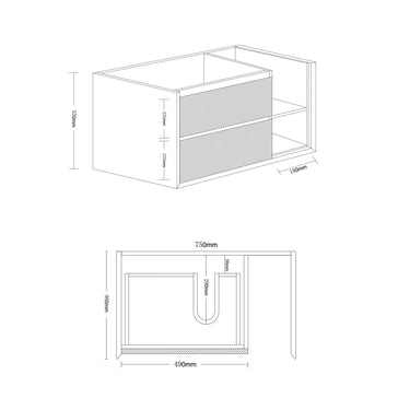 Maximo 750mm Amazon Grey Wall Hung Vanity Right Hand - Cabinet Only / Not Required / Not Required