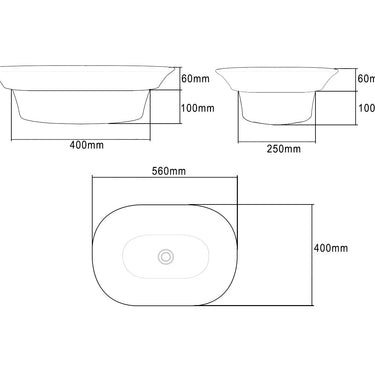 Hamptons Oval 610x440x210 Semi Recessed Basin