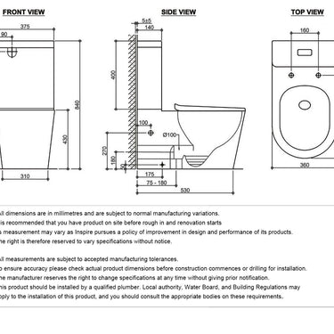 Feanza Tornado Toilet Suite - Slim Seat / R&T Flush System