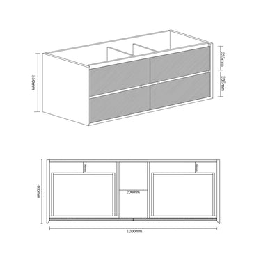 Maximo 1200 Amazon Grey WH Vanity - Slimline Ceramic Top