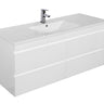 Dover 1200mm Gloss White Wall Hung Vanity - Slimline Ceramic Top / Gloss white / 12 Oclock