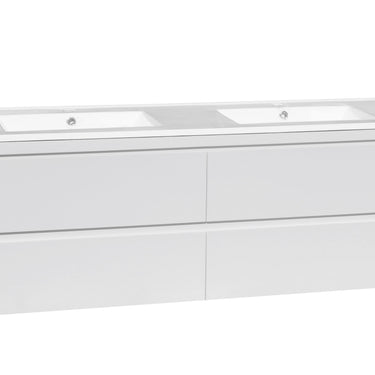 Dover 1500mm Gloss White Wall Hung Vanity - Slimline Ceramic Top / Gloss white / 12 Oclock