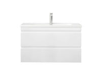 Dover 750mm Gloss White Wall Hung Vanity - Slimline Ceramic Top / Gloss white / 12 Oclock