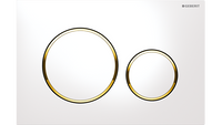 Sigma20 Dual Flush Button Round White With Gold Trim