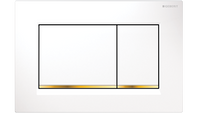 Sigma30 Dual Flush Button Square White With Gold Trim