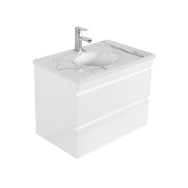 Dover 750mm Gloss White Wall Hung Vanity - Cabinet Only / Not Required / Not Required