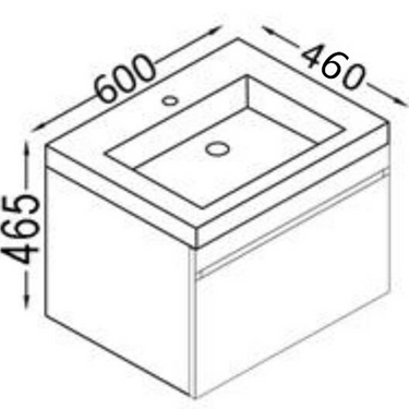 Dover 600mm Amazon Grey Wall Hung Vanity - Cabinet Only / Not Required / Not Required
