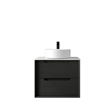 Byron 600mm Black Oak Wall Hung Vanity with Amani Grey Top 10TH