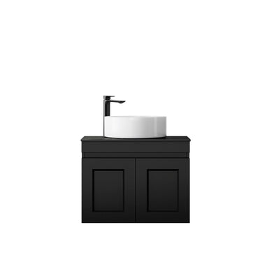 Hampton Mark II 600mm Satin Black Wall Hung Vanity with Empire Black Top NTH
