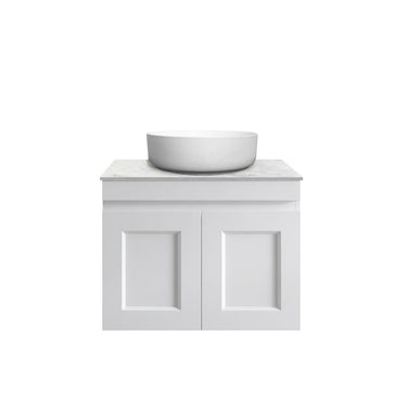 Hampton Mark II 600mm Satin White Wall Hung Vanity with Empire Black Top 10TH